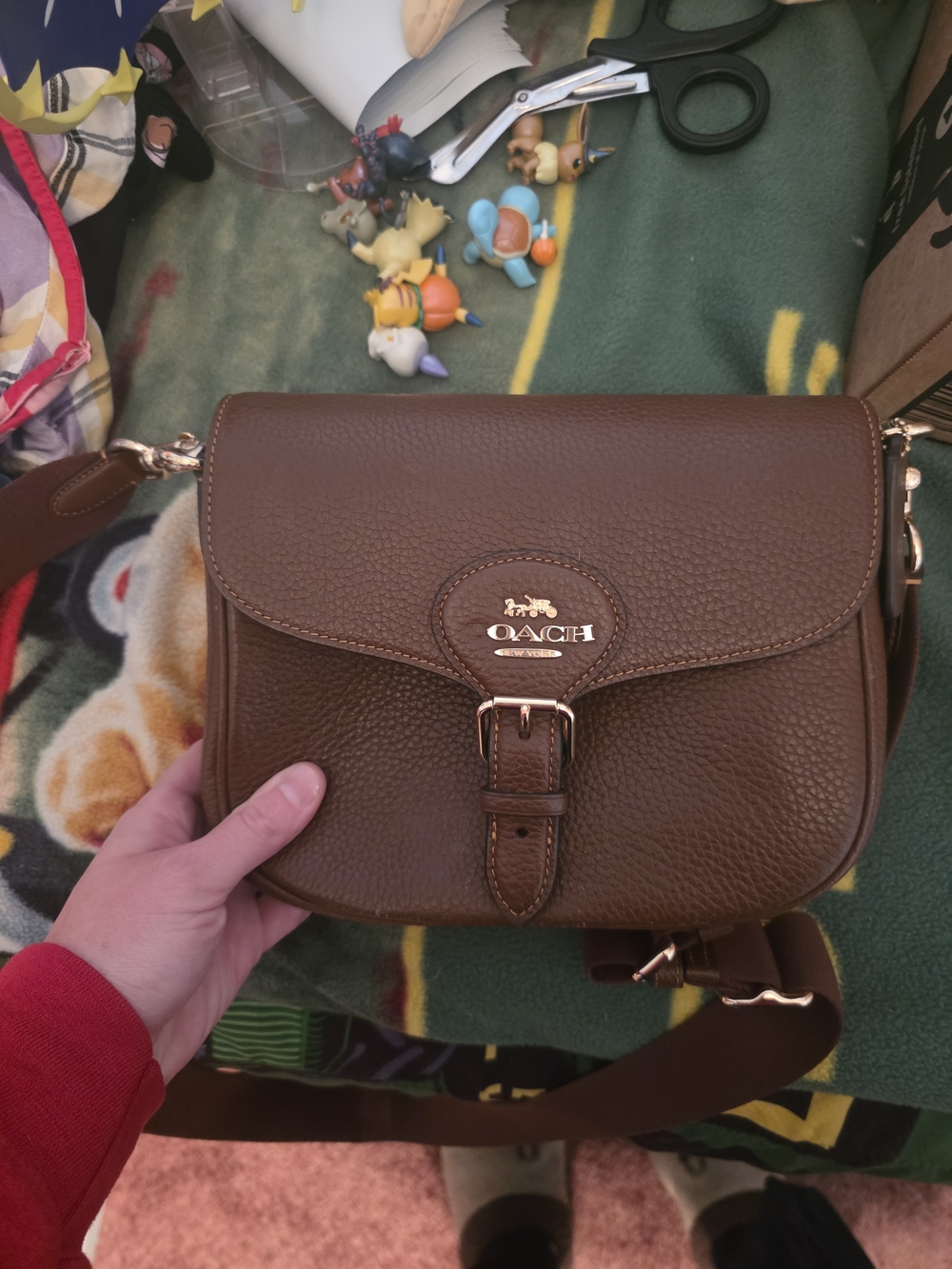 Coach Brown Pebbled Leather Buckle Crossbody